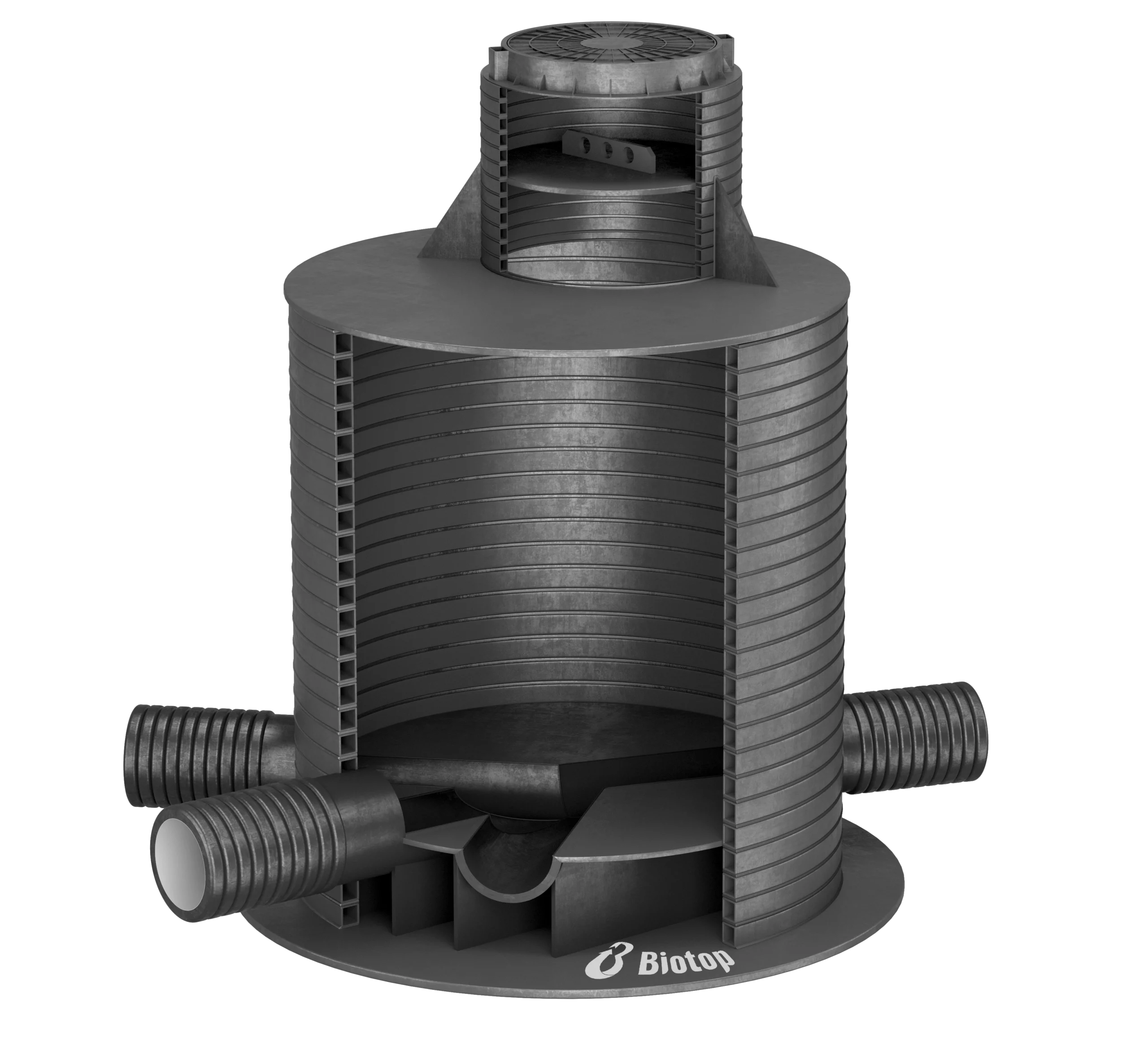 სპირალურად დახვეული მილისგან (SVT) BIOTOP დამზადებული ჭები სადრენაჟო სისტემებისთვის